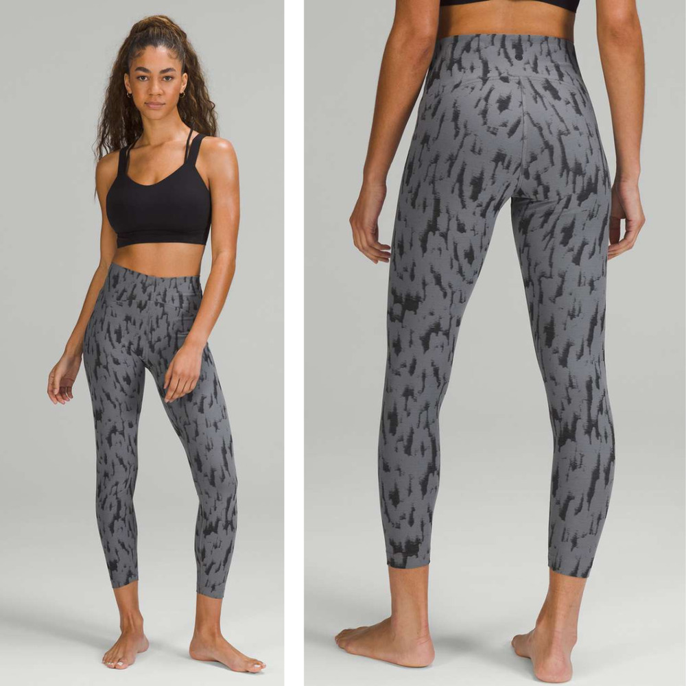 LULULEMON InStill High-Rise Tight 25" Sz 2 ThreeD Camo Jacquard Asphalt Grey Blk